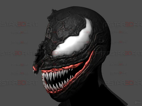 Venom Helmet Damaged Moveable - Marvel Movie 2024 3D Print Model