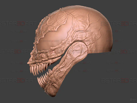 Venom Helmet Damaged Moveable - Marvel Movie 2024 3D Print Model