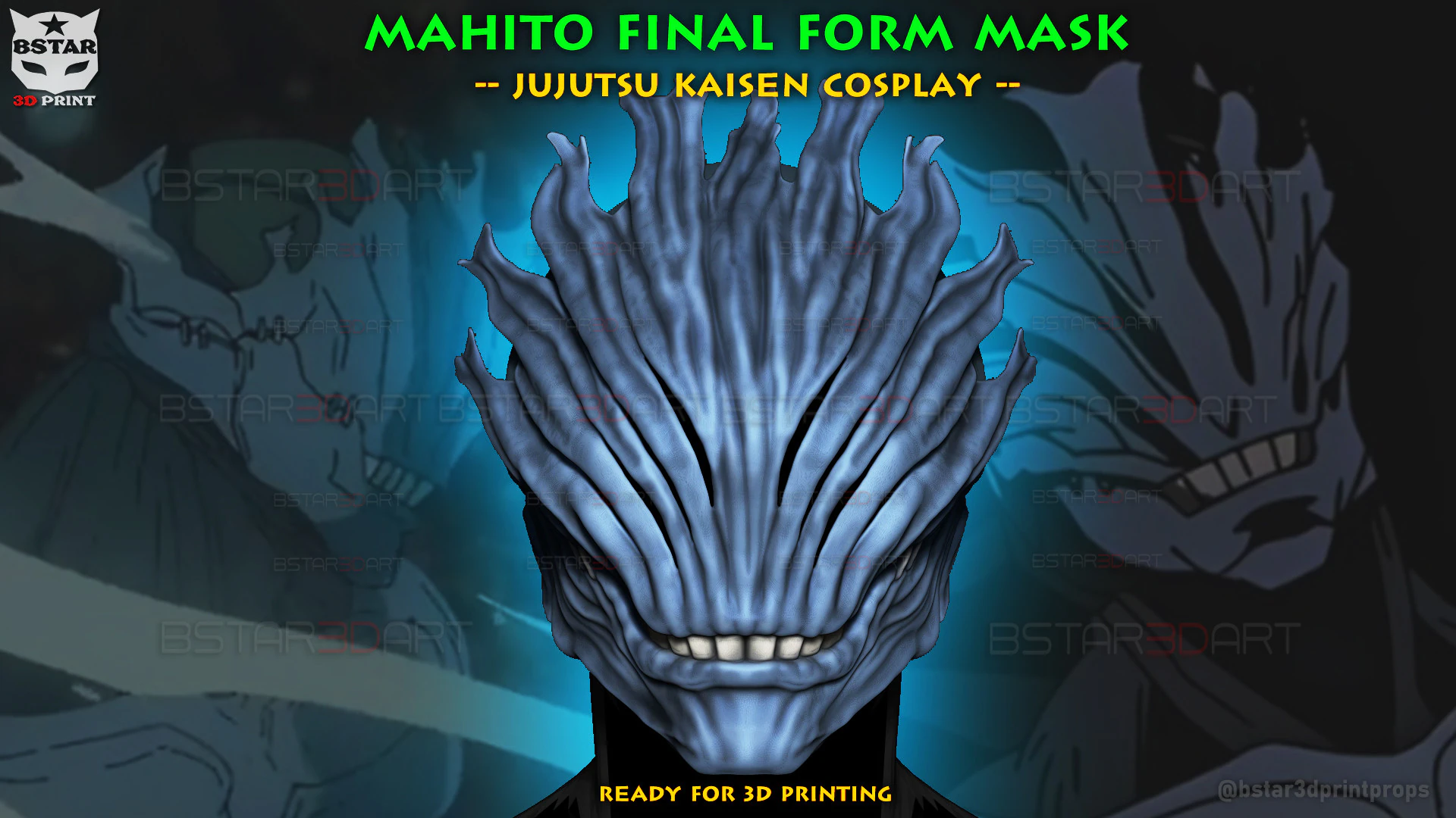 Mahito Final Form Mask High Quality - Jujutsu Kaisen Cosplay 3D Print Model .c4d .max .obj .3ds .fbx .stl .blend 