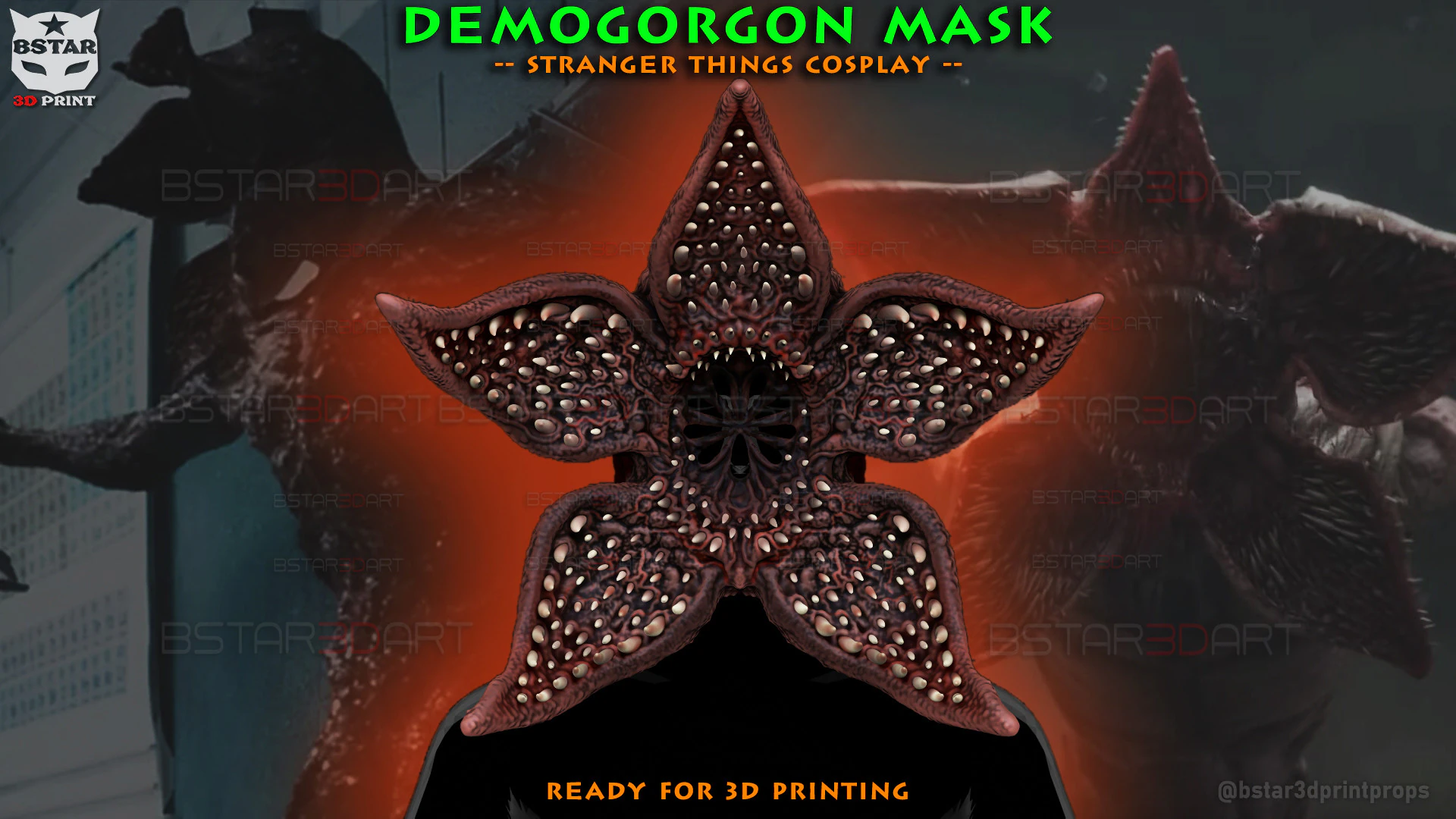 Demogorgon Mask - Stranger Things Cosplay 3D print model 3D Print Model .c4d .max .obj .3ds .fbx .stl .blend 