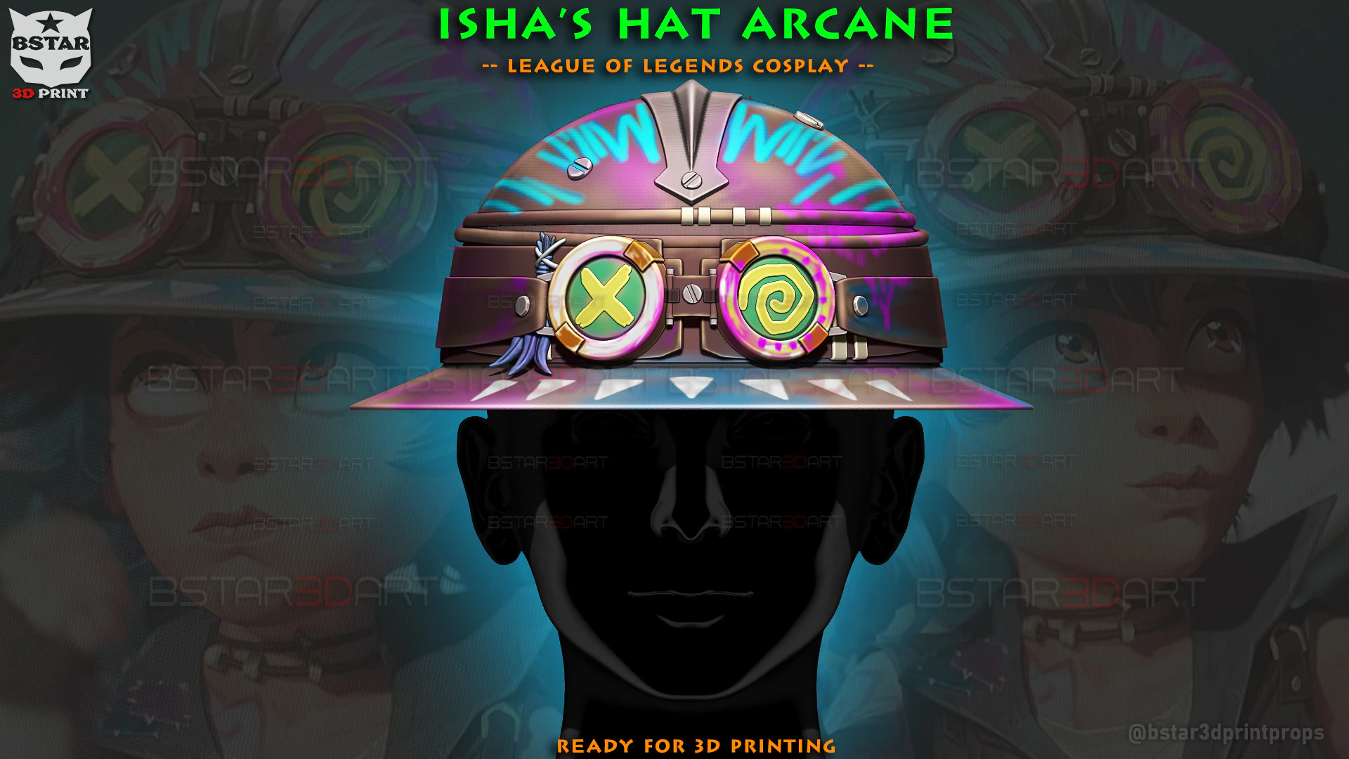 Isha Hat Arcane Netflix - league of legends Cosplay 3D Print Model .c4d .max .obj .3ds .fbx .stl .blend 