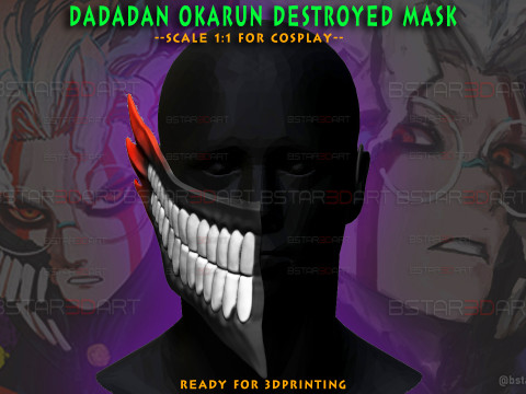 Dandadan Okarun Destroyed Mask - Anime Cosplay 3D-printmodel