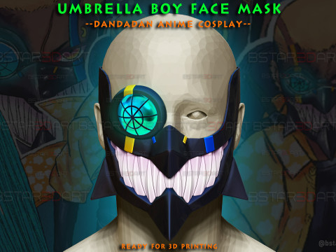 Umbrella Boy Face Mask - Dandadan Anime Cosplay 3D-printmodel