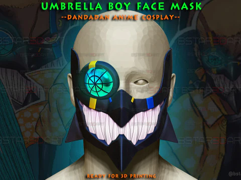 Regenschirm Junge Gesichtsmaske &ndash; Dandadan Anime Cosplay 3D Druckmodell