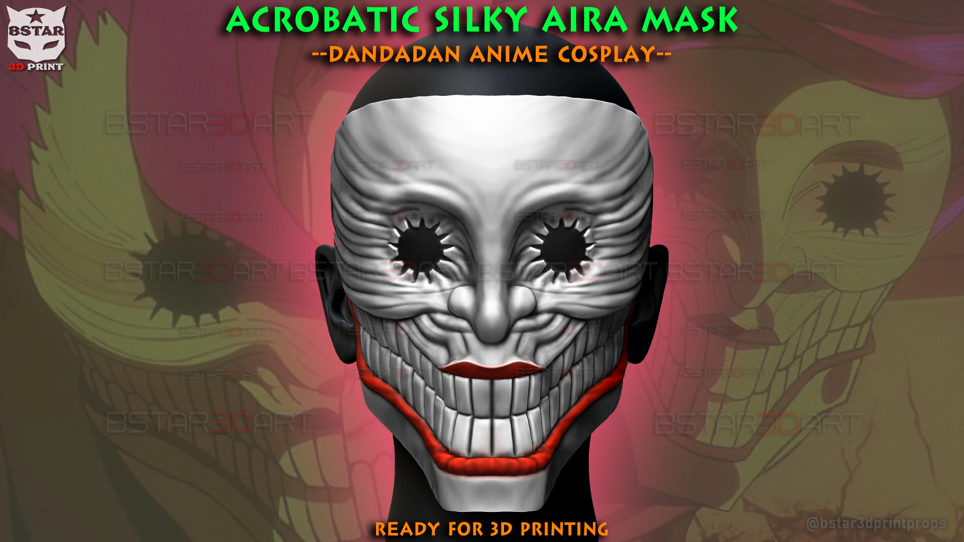 Acrobatic Silky Aira Mask - Dandadan Anime 3D Print Model .c4d .max .obj .3ds .fbx .stl .blend
