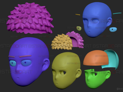 Saitama Head Mask Decor Wearable - One Punch Man Cosplay Model do druku 3D