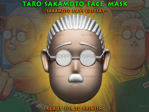 Taro Sakamoto overweight Head Decor Wearable - Sakamoto Days Anime Cosplay 3D-printmodel