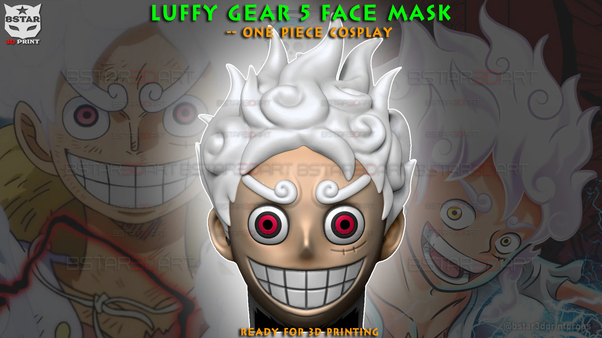 Luffy Gear 5 Head Decor Mask - Wearable - One Piece Cosplay 3D Print Model  in Toys 548270 | 3DExport