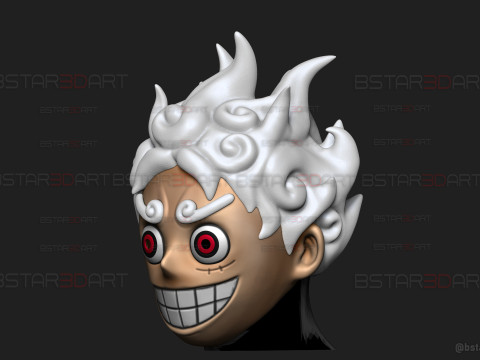 Luffy Gear 5 Head Decor Mask - Wearable - One Piece Cosplay Modello di stampa 3D