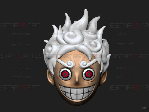 Luffy Gear 5 Head Decor Mask - Wearable - One Piece Cosplay Modello di stampa 3D