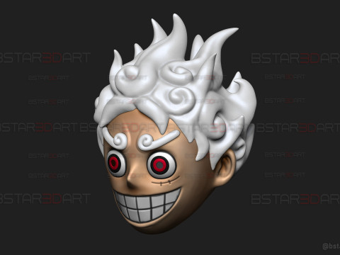 Luffy Gear 5 Head Decor Mask - Wearable - One Piece Cosplay Modello di stampa 3D