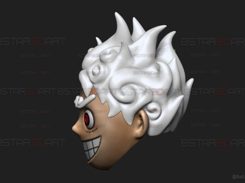Luffy Gear 5 Head Decor Mask - Wearable - One Piece Cosplay Modello di stampa 3D