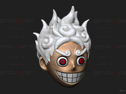 Luffy Gear 5 Head Decor Mask - Wearable - One Piece Cosplay Modello di stampa 3D