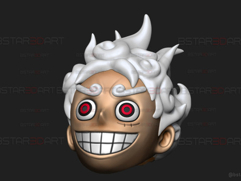Luffy Gear 5 Head Decor Mask - Wearable - One Piece Cosplay Modello di stampa 3D