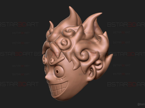 Luffy Gear 5 Head Decor Mask - Wearable - One Piece Cosplay Modello di stampa 3D