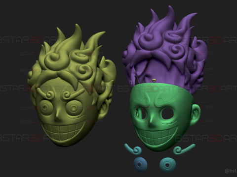 Luffy Gear 5 Head Decor Mask - Wearable - One Piece Cosplay Modello di stampa 3D