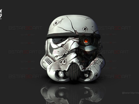Stormtrooper Skull Terminator Head Decoration - Starwars Toys 3D Print Model