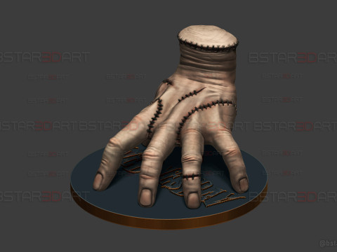 Wednesday Thing Hand Decoration With StandBase - Halloween Toys Modelo de Impressão 3D