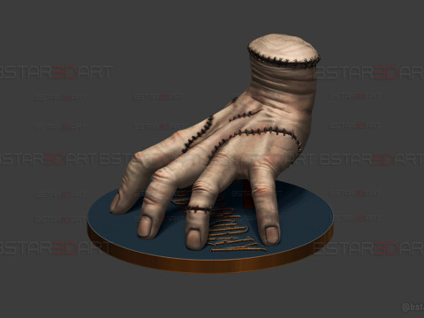 Wednesday Thing Hand Decoration With StandBase - Halloween Toys Modelo de Impressão 3D