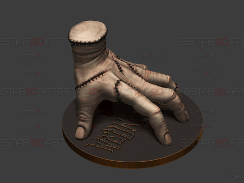 Wednesday Thing Hand Decoration With StandBase - Halloween Toys Modelo de Impressão 3D