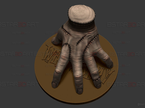 Wednesday Thing Hand Decoration With StandBase - Halloween Toys Modelo de Impressão 3D