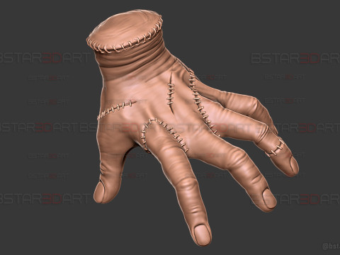 Wednesday Thing Hand Decoration With StandBase - Halloween Toys Modelo de Impressão 3D