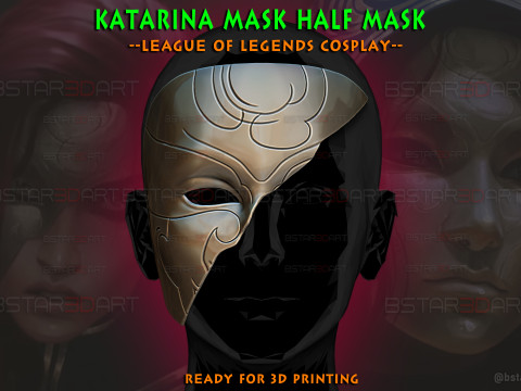 Katarina Half Mask Noxus Cinematic - league of legends Cosplay 3D-printmodel