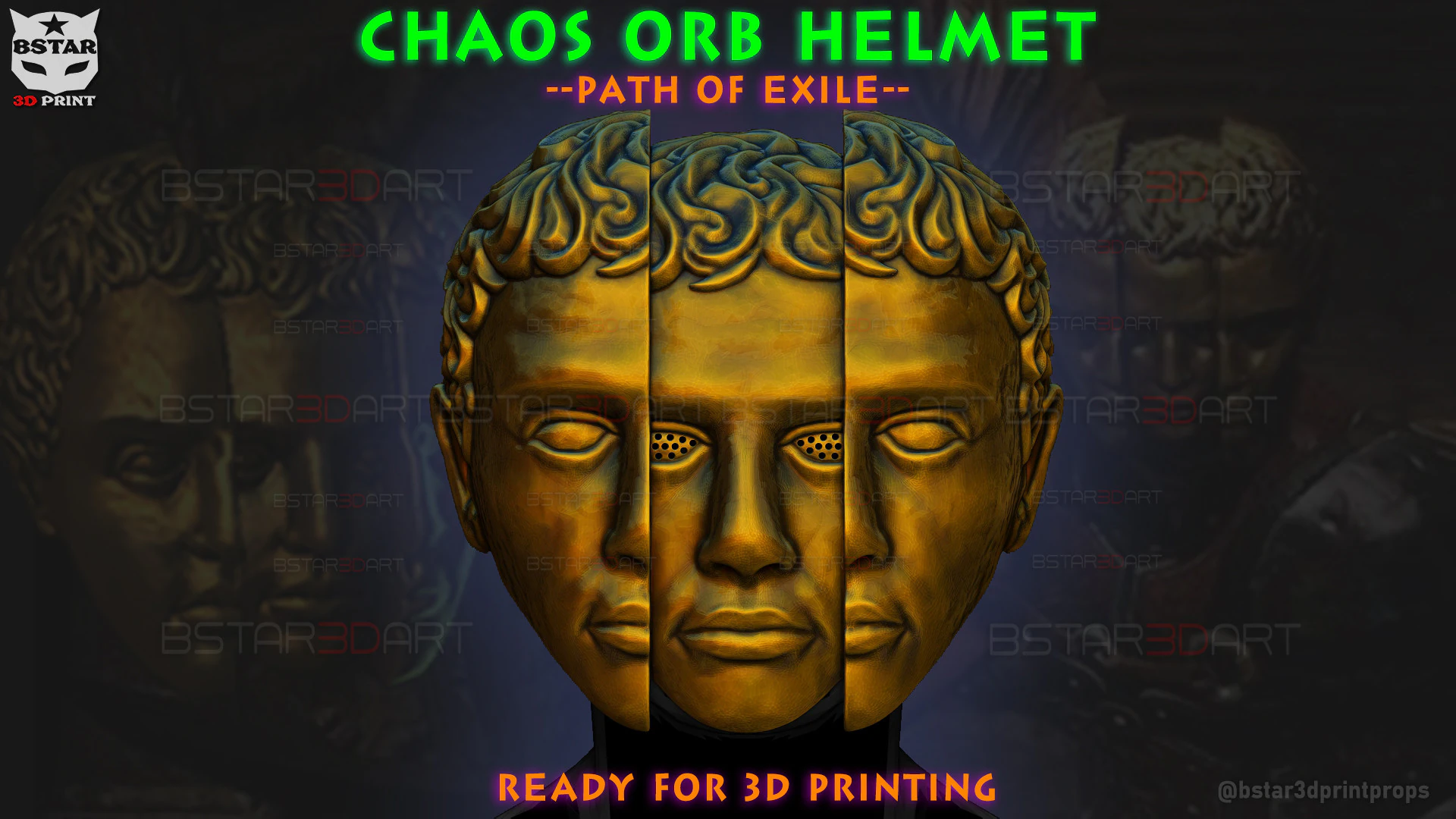 Path Of Exile - Chaos Orb Helmet 3D Print Model .c4d .max .obj .3ds .fbx .stl .blend