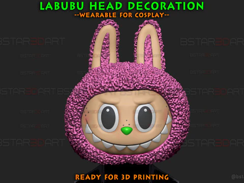 Labubu Original-Kopf f&uuml;r Dekoration und tragbares Cosplay 3D Druckmodell
