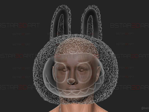 Labubu Original-Kopf f&uuml;r Dekoration und tragbares Cosplay 3D Druckmodell