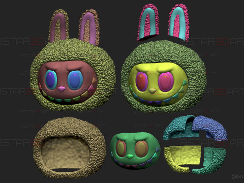 Labubu Original Head For Decoration and Wearable Cosplay Modelo de Impressão 3D