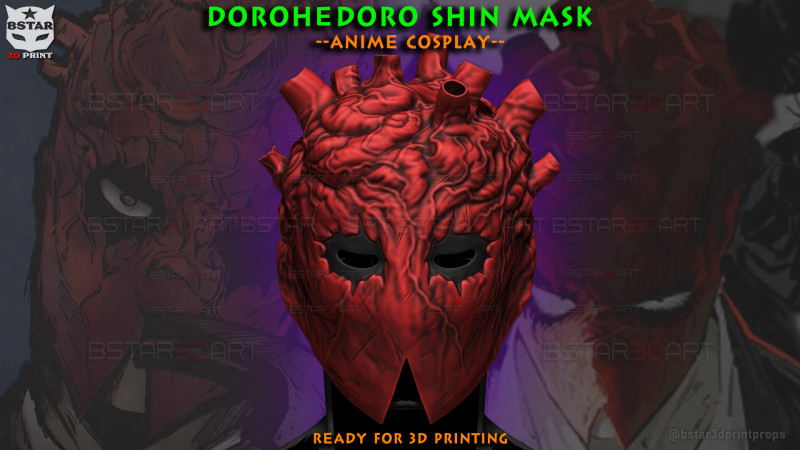 Shin Mask High Quality - Dorohedoro Anime Cosplay 3D 프린트 모델 .c4d .max .obj .3ds .fbx .stl .blend 