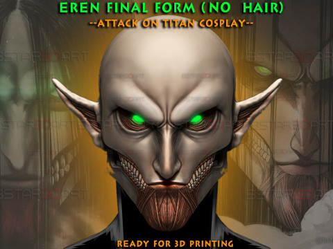 Eren Final Form Head Decoration Wearable - Attack On Titan Cosplay 3D प्रिंट मॉडल