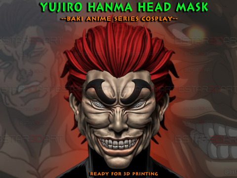 Yujiro Hanma Head Mask With Hair Ver - Baki Anime - Netflix Series Modello di stampa 3D