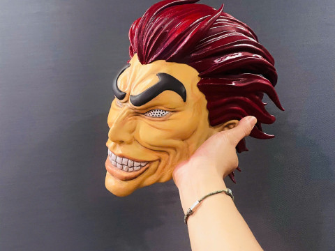 Yujiro Hanma Head Mask With Hair Ver - Baki Anime - Netflix Series Modello di stampa 3D