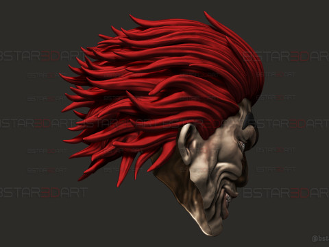 Yujiro Hanma Head Mask With Hair Ver - Baki Anime - Netflix Series Modello di stampa 3D