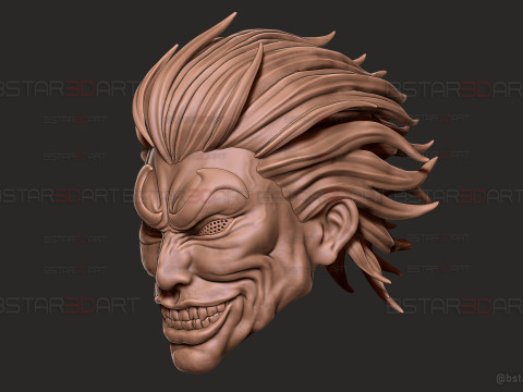 Yujiro Hanma Head Mask With Hair Ver - Baki Anime - Netflix Series Modello di stampa 3D