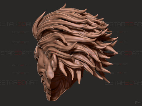 Yujiro Hanma Head Mask With Hair Ver - Baki Anime - Netflix Series Modello di stampa 3D
