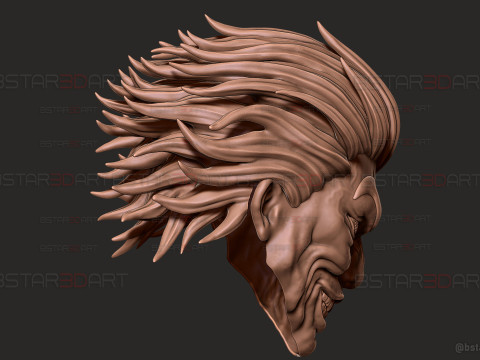 Yujiro Hanma Head Mask With Hair Ver - Baki Anime - Netflix Series Modello di stampa 3D
