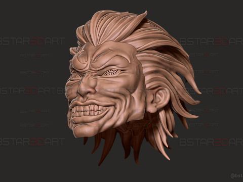Yujiro Hanma Head Mask With Hair Ver - Baki Anime - Netflix Series Modello di stampa 3D