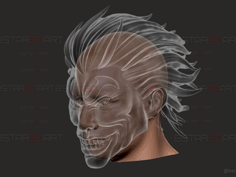 Yujiro Hanma Head Mask With Hair Ver - Baki Anime - Netflix Series Modello di stampa 3D