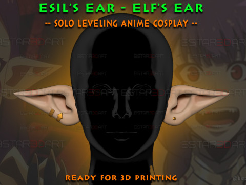 Elf Ear Wearable - Esil Ear Cosplay - Solo Leveling Anime 3D-printmodel