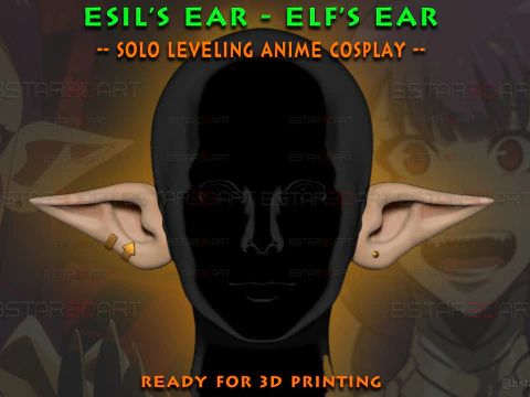 エルフ イヤー ウェアラブル - エシル イヤー コスプレ - ソロ レベリング アニメ 3Dプリントモデル
