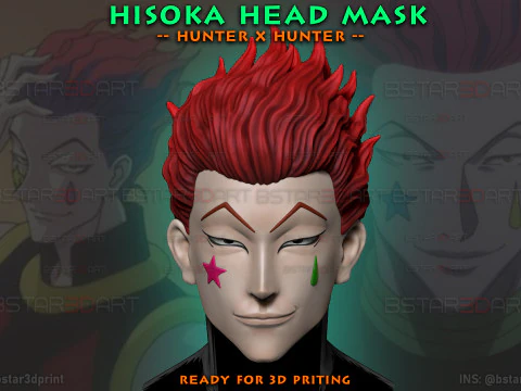 ヒソカ ヘッド ウェアラブル コスプレ - Hunter X Hunter アニメ 3Dプリントモデル