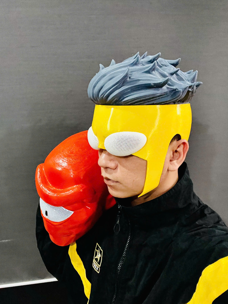 Invincible Mask With Hair - Halloween Comics Cosplay 3D प्रिंट मॉडल .c4d .max .obj .3ds .fbx .stl .blend