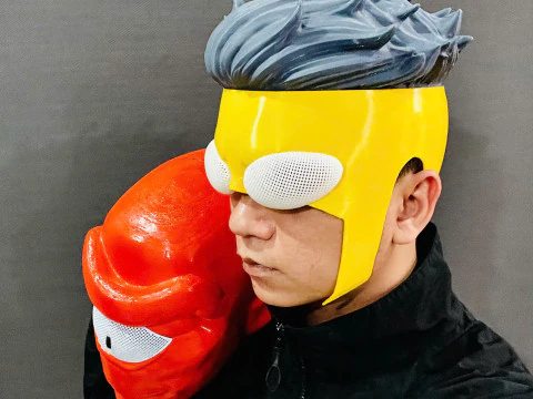 髪付き無敵マスク - ハロウィンコミックコスプレ 3Dプリントモデル
