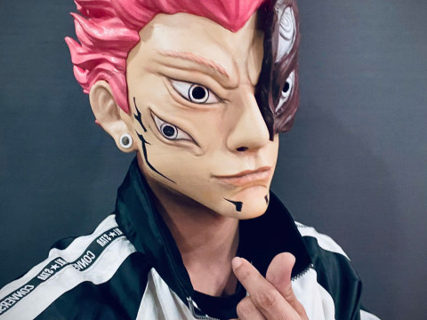 Sukuna Final Form Head Mask - With Hair - Jujutsu Kaisen Cosplay 3D Baskı Modeli