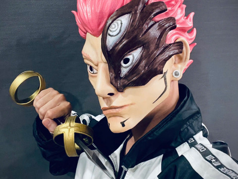Sukuna Final Form Head Mask - With Hair - Jujutsu Kaisen Cosplay 3D Baskı Modeli
