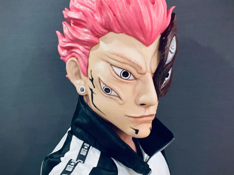 Sukuna Final Form Hoofdmasker - Met Haar - Jujutsu Kaisen Cosplay 3D printmodel