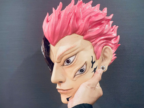 Sukuna Final Form Head Mask - With Hair - Jujutsu Kaisen Cosplay 3D Baskı Modeli